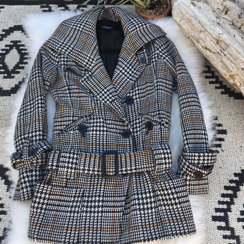 CoffeeShop Women’s Houndstooth Belted Jacket XS - Picture 4 of 6